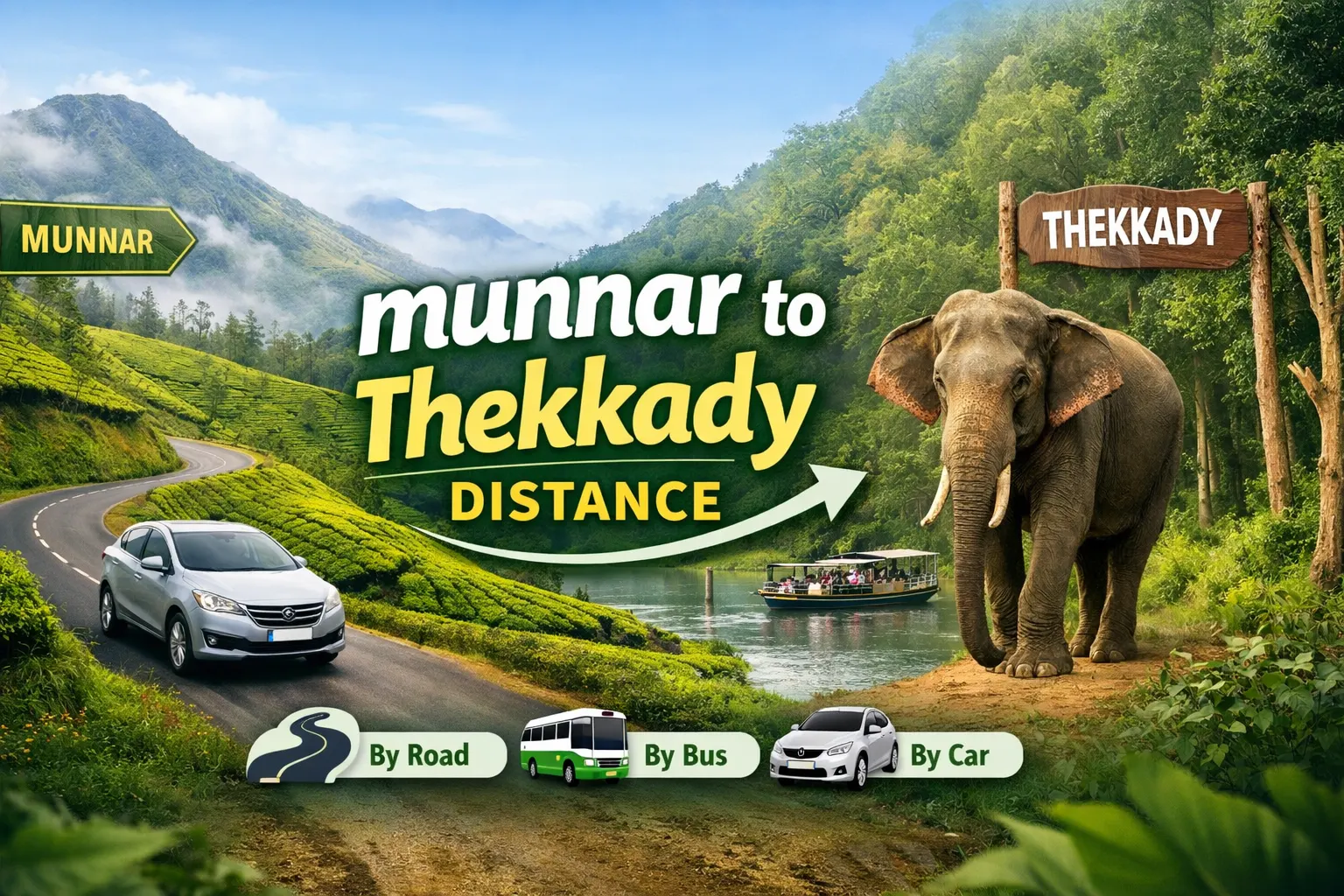 munnar to thekkady distance