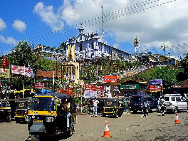 Downtown of Munnar town with State Highway 17