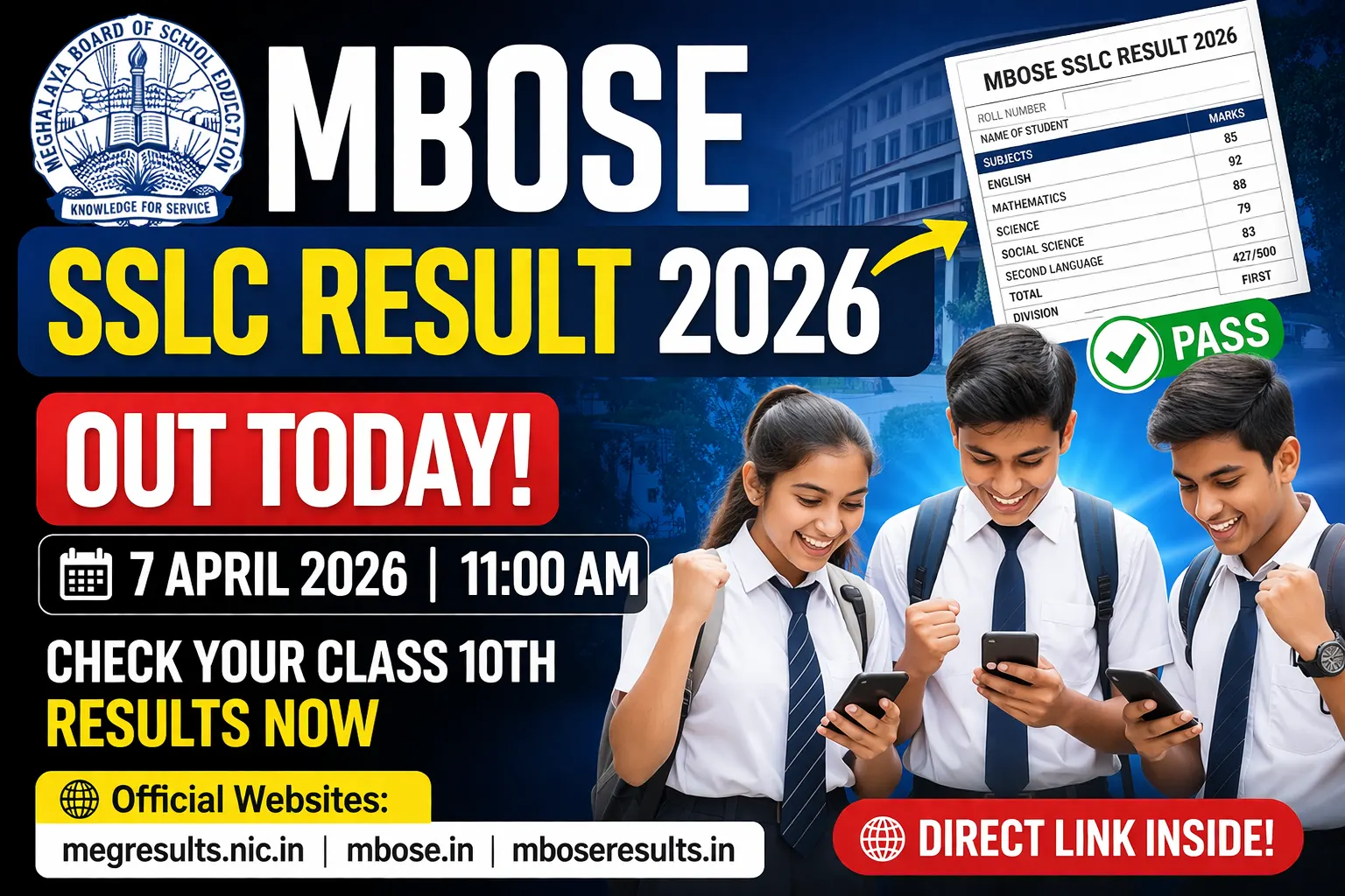 Read more about the article MBOSE SSLC Result 2026 OUT Today: Check Meghalaya Class 10 Results at megresults.nic.in, Direct Link Here