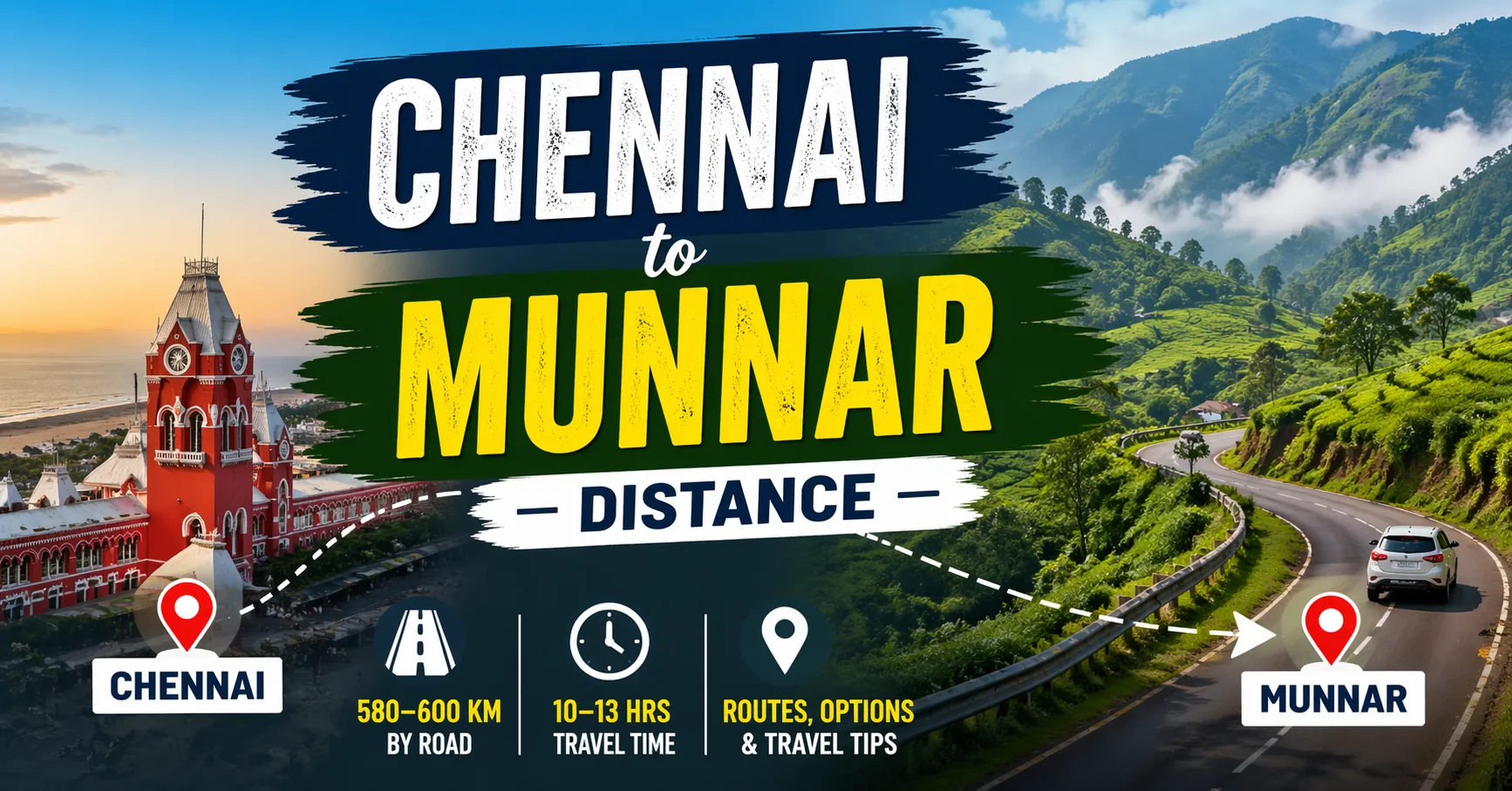 Chennai to Munnar Distance