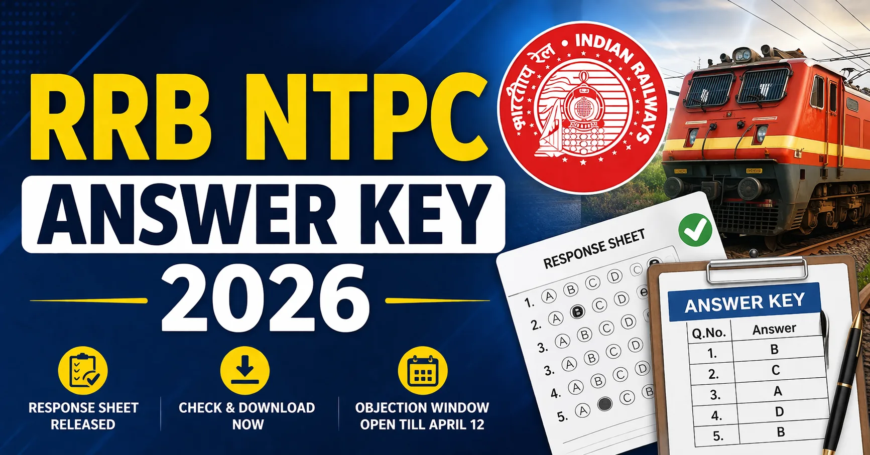 You are currently viewing RRB NTPC Answer Key 2026 OUT: CBT 1 Response Sheet Released, Direct Link & Objection Details