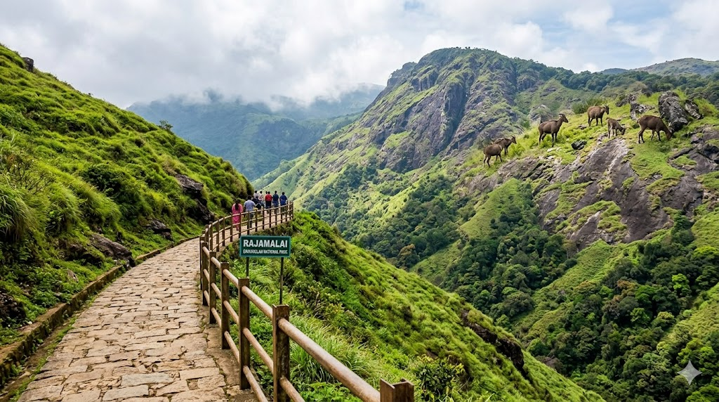 Accessible paved walkway at Eravikulam National Park Munnar